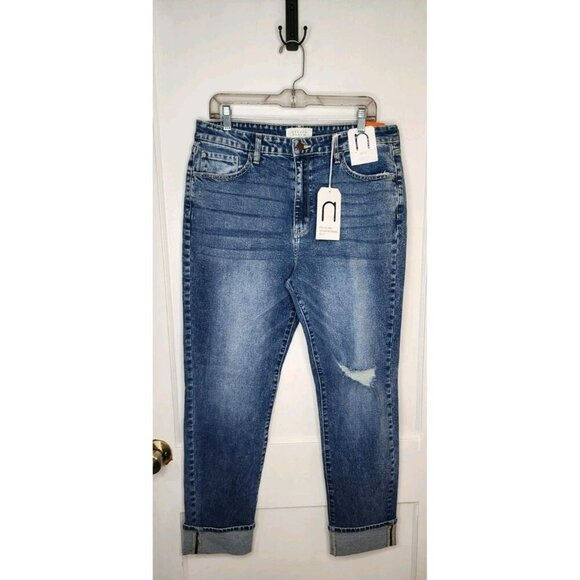 Nature Denim Mom Jeans Sold At Revolve NWT Size 12/31 Medium Stone Wash Cuffed - Picture 1 of 7